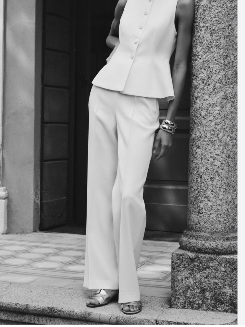 Zara NWT high waisted wide leg trousers ecru 8457/735 - Picture 2 of 5
